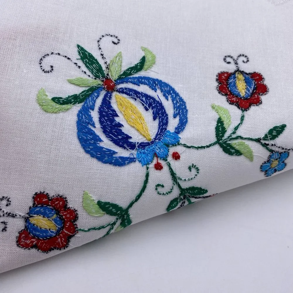 Square hand embroidered floral doilies scalloped linen napkins table placement